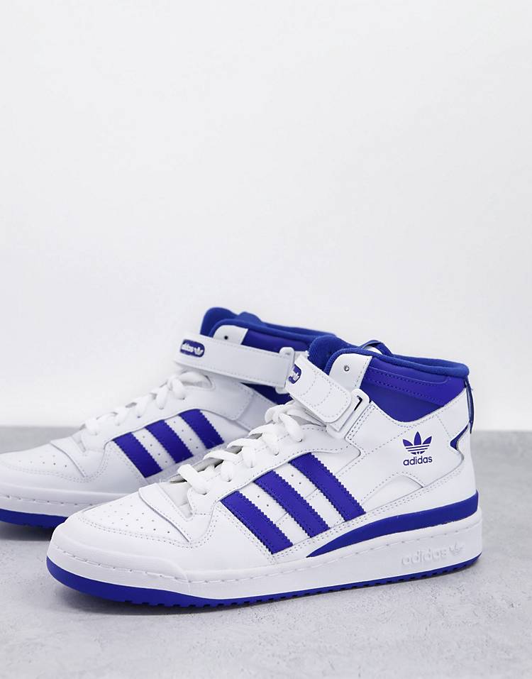 adidas Originals Forum 84 mid sneakers in white and blue
